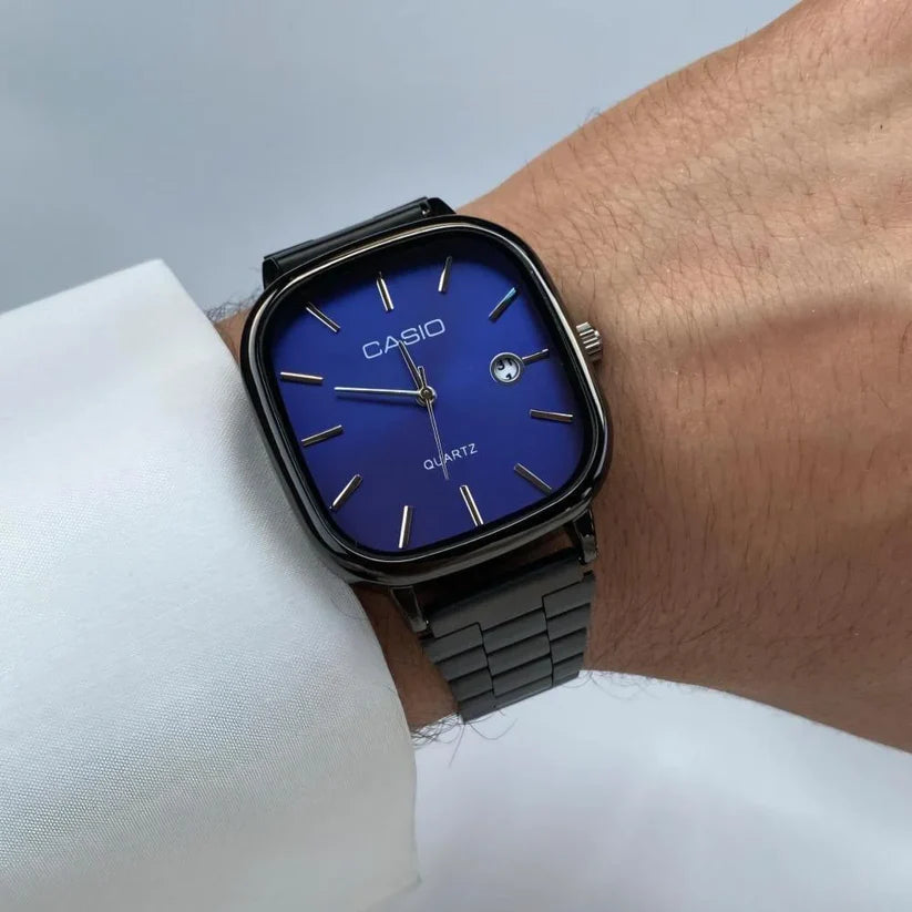 Casio Black Chain Blue Dial (Copy) – كاسيو بسوار أسود وقرص أزرق (كوبي)