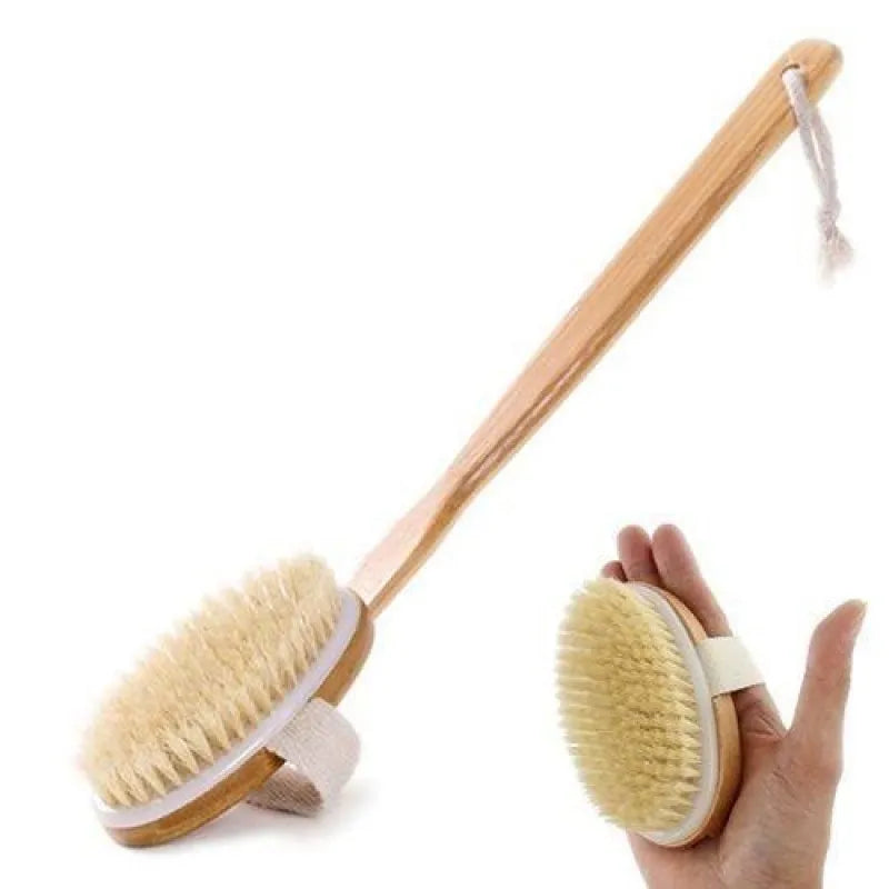 Bath Loofah with Long Wooden Handle ليفة استحمام بمقبض خشبي طويل