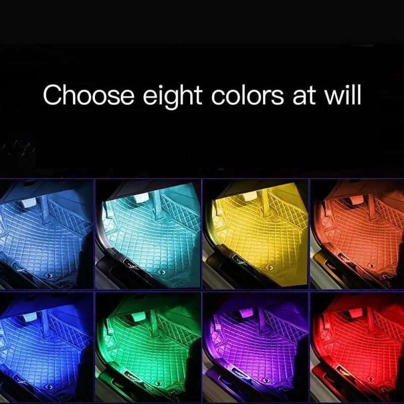 Car Interior LED Strip Lights with Remote Control أضواء LED داخل السيارة – شريط تحكم عن بعد
