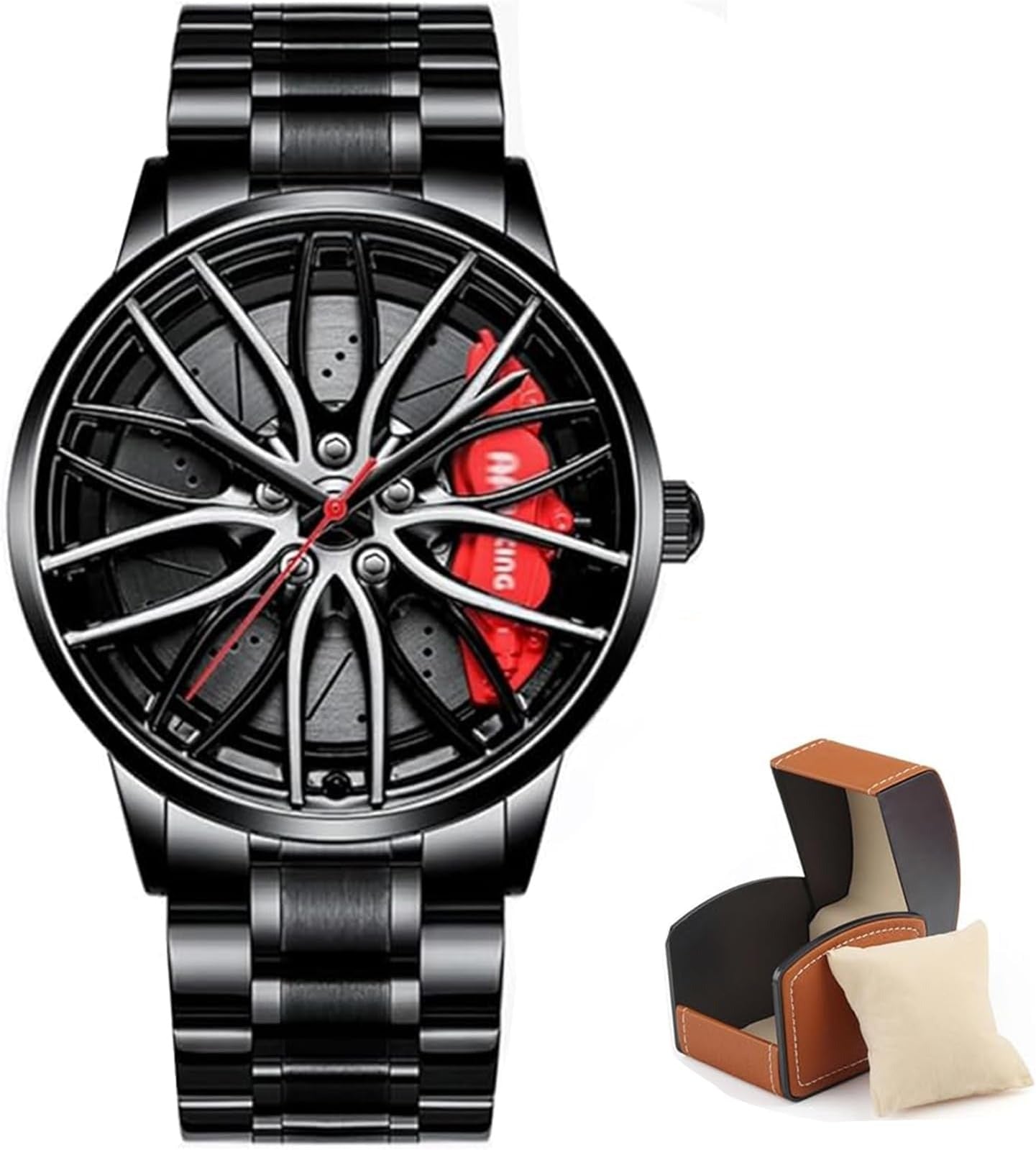 Men's Creative 3D Car Wheel Rotating Wrist Watch – ساعة يد رجالية مبتكرة ثلاثية الأبعاد بعجلة سيارة دوّارة