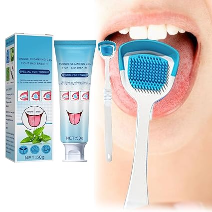 Tongue Cleaner Gel Set with Oral Hygiene مجموعة جل منظف اللسان مع العناية بالفم