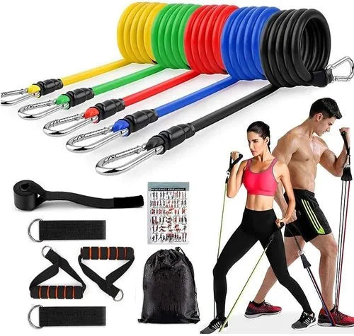 11‑Piece Power Exercise Resistance Band Set مجموعة ١١ قطعة أحزمة مقاومة للتمارين