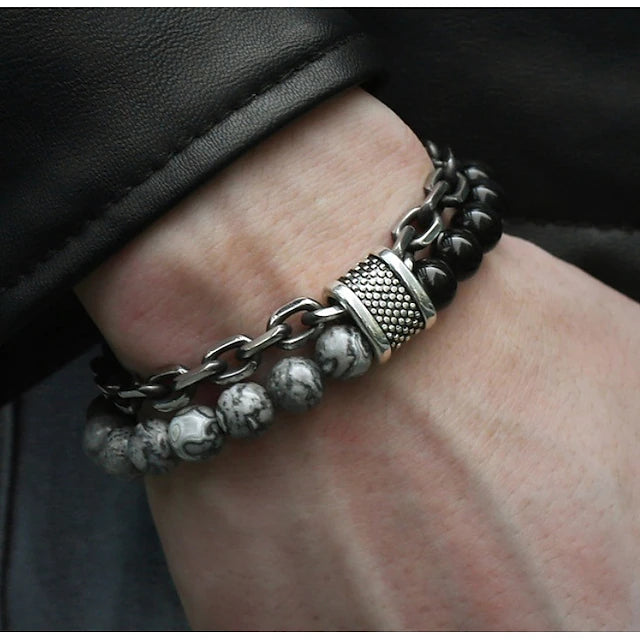 Beaded Chain Bracelet for Men & Women سوار سلسلة بالخرز للرجال والنساء