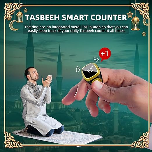 Equantu Qibla Ring Tasbih Counter Prayer Reminder – خاتم التسبيح الذكي مع تحديد القبلة وتذكير الصلاة من إيكوانتو