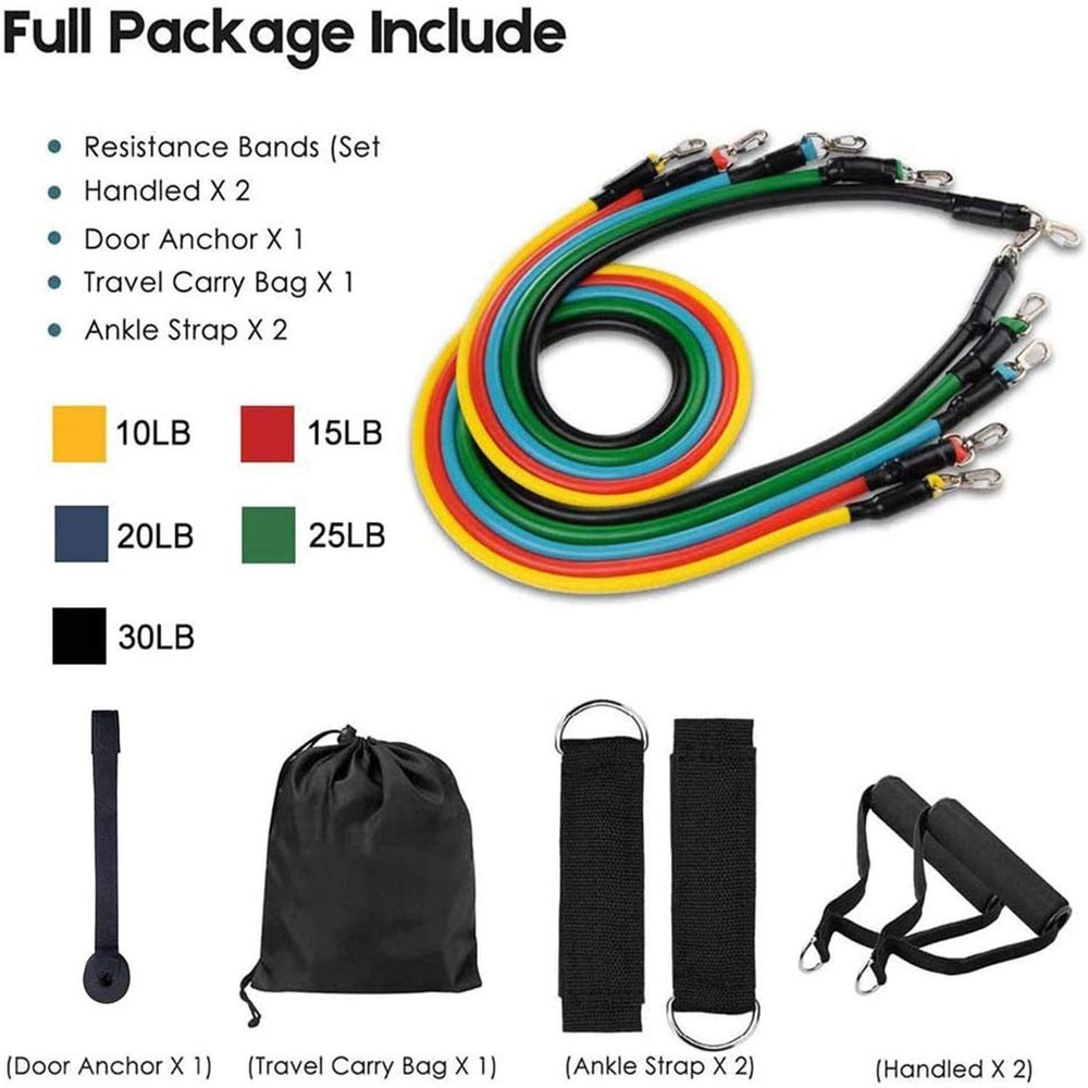 Exercise Band Set of 11 Pcs – مجموعة أربطة التمارين 11 قطعة