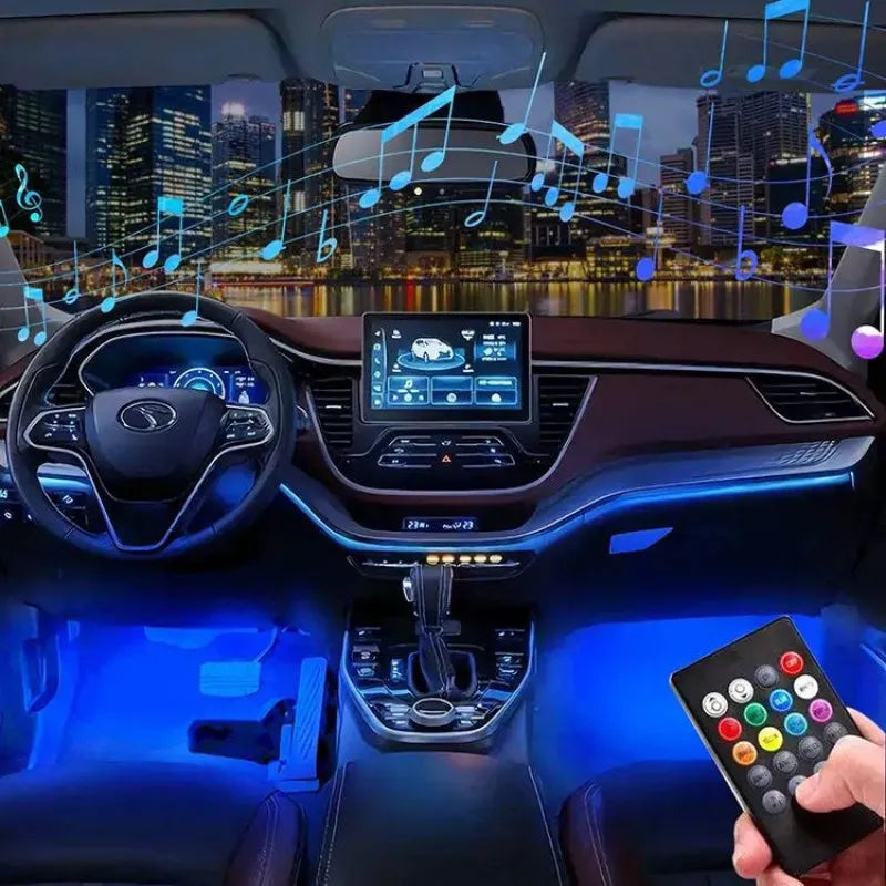 Car Interior LED Strip Lights with Remote Control أضواء LED داخل السيارة – شريط تحكم عن بعد