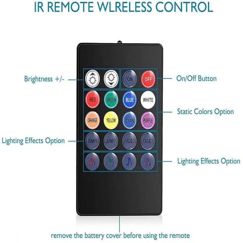 Car Interior LED Strip Lights with Remote Control أضواء LED داخل السيارة – شريط تحكم عن بعد