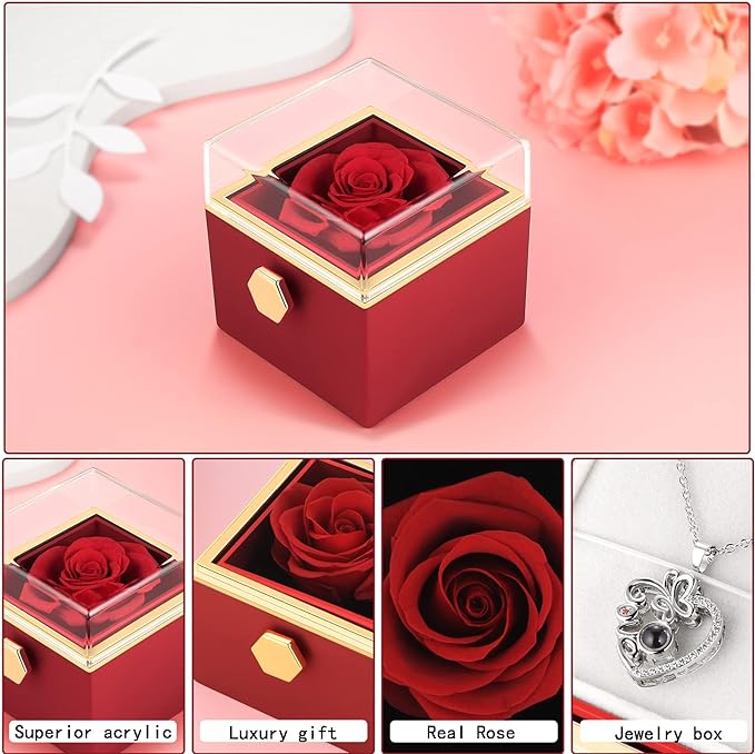 Rotating Rose Gift Box علبة هدايا ورد دوّارة