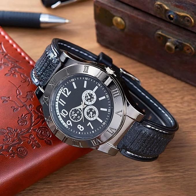 Men’s Military USB Lighter Watch ساعة يد عسكرية مع ولاعة USB
