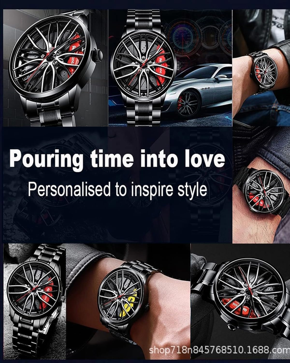 Men's Creative 3D Car Wheel Rotating Wrist Watch – ساعة يد رجالية مبتكرة ثلاثية الأبعاد بعجلة سيارة دوّارة