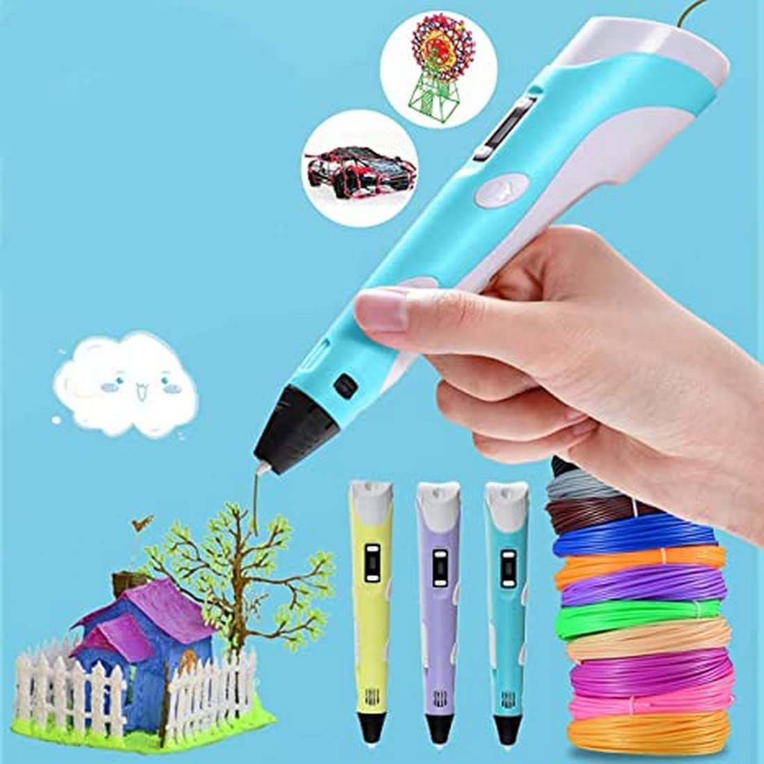 Intelligent 3D Pen with LED Display قلم ثلاثي الأبعاد ذكي مع شاشة LED