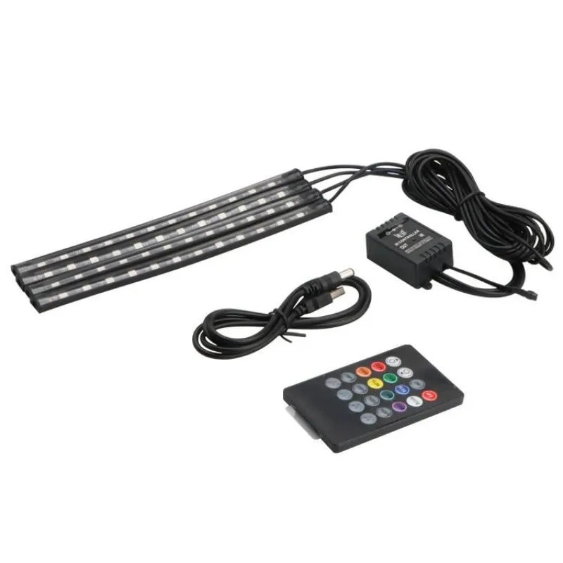 Car Interior LED Strip Lights with Remote Control أضواء LED داخل السيارة – شريط تحكم عن بعد