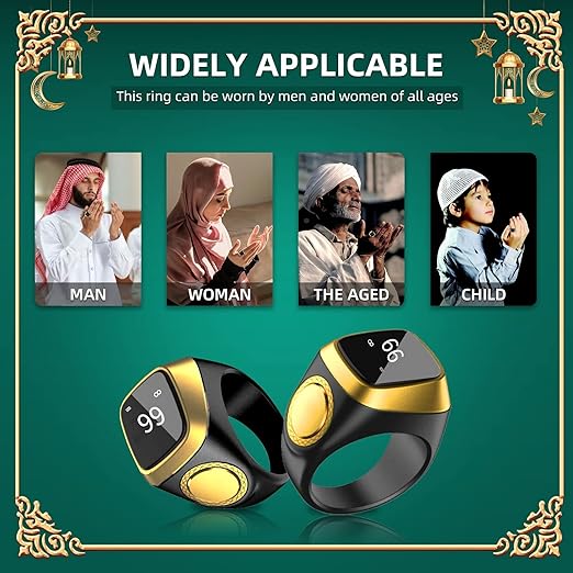 Equantu Qibla Ring Tasbih Counter Prayer Reminder – خاتم التسبيح الذكي مع تحديد القبلة وتذكير الصلاة من إيكوانتو